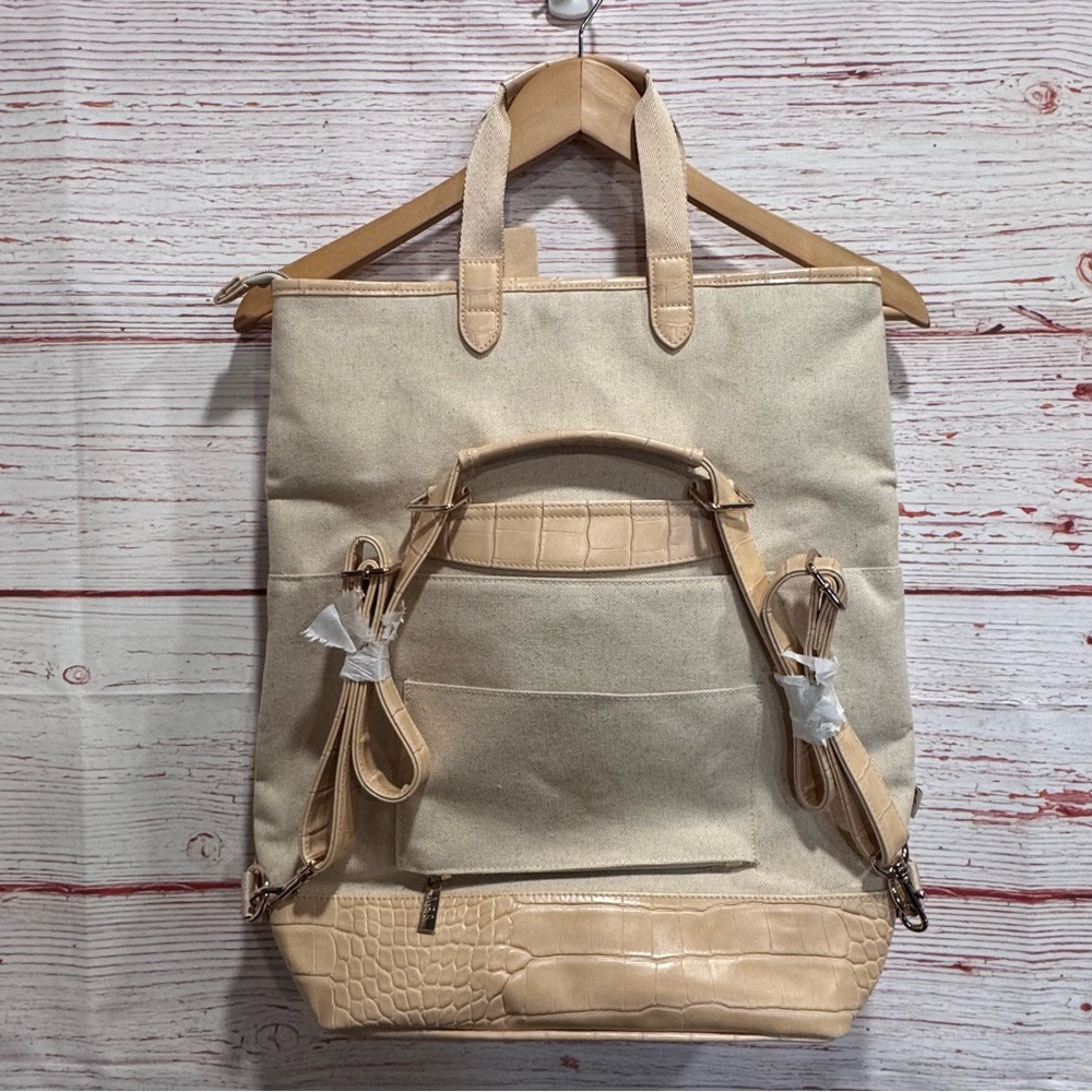 NWT Beis Convertible Backpack in Beige & Croc Trim - Picture 12 of 13
